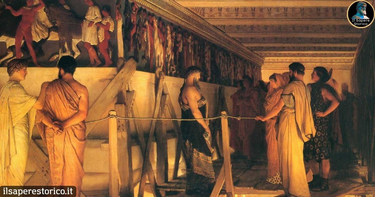 Il Sapere Storico - Fidia che espone i fregi del Partenone di Lawrence Alma-Tadema