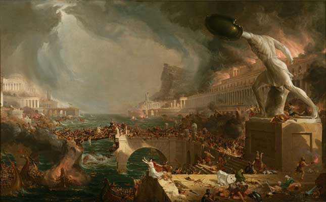 "La distruzione dell'impero romano" nel dipinto allegorico di Thomas Cole, datato 1836