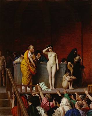 "Mercato degli schiavi" da un dipinto di Jean-Léon Gérôme
