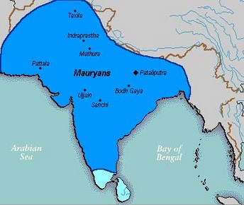 Massima estensione dell'Impero Maurya durante il regno di Aśoka