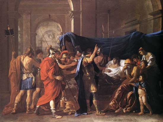 "La morte di Germanico" nel dipinto di Nicolas Poussin (1628)