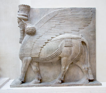 Uno dei Lamassu dal palazzo di Khorsabad del Louvre (713-707 a.C. ca.)