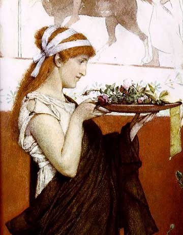 Offerta votiva, particolare da un dipinto di Lawrence Alma-Tadema