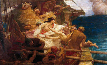 Medea e Giasone nella nave degli Argonauti nel dipinto "Il Vello d'Oro" di Herbert James Draper (1863-1920)